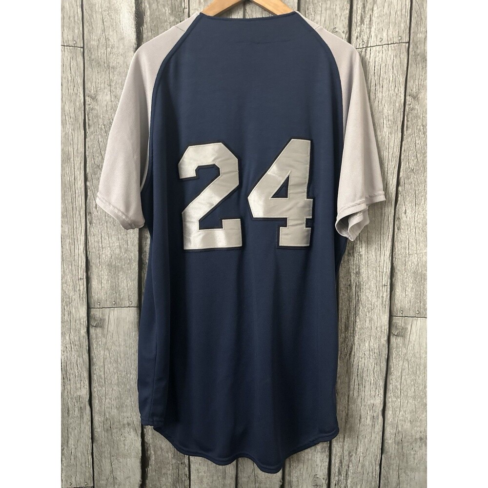 Homestead Grays Jersey Mens XLarge Gray Blue Negro Leagues Baseball # 24 Button - Picture 2 of 4